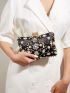 Mini Rhinestone & Flower Decor Box Bag