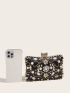 Mini Rhinestone & Flower Decor Box Bag