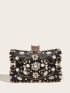 Mini Rhinestone & Flower Decor Box Bag