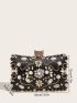 Mini Rhinestone & Flower Decor Box Bag