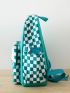 5pcs Plaid Letter Patch Backpack Set