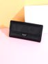 Letter Detail Fold Over Long Wallet