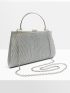 Medium Ruched Bag Silver Metal Decor Top Handle