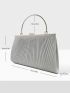 Medium Ruched Bag Silver Metal Decor Top Handle