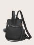 Zipper Design Functional Backpack With Pom Pom Decor