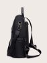 Zipper Design Functional Backpack With Pom Pom Decor