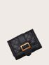 Quilted Pattern Buckle Decor Small Wallet
