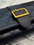 Quilted Pattern Buckle Decor Small Wallet