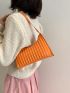 Neon Orange Quilted Baguette Bag