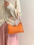 Neon Orange Quilted Baguette Bag