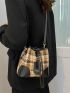 Mini Plaid Pattern Bucket Bag