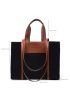 Colorblock Letter Graphic Top Handle Bag