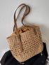 Drawstring Design Straw Bag