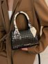 Mini Crocodile Embossed Twilly Scarf Decor Square Bag