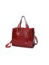 Crocodile Embossed Square Bag With Bag Charm