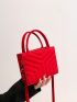Mini Neon Red Embossed Design Square Bag