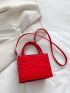 Mini Neon Red Embossed Design Square Bag