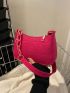 Mini Neon Pink Stitch Detail Hobo Bag