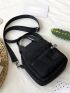 Mini Letter Patch Zip Front Square Bag
