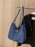 Letter Graphic Denim Shopper Bag
