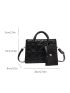 Mini Quilted Double Handle Square Bag With Coin Purse