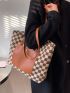 Checkered Pattern Shoulder Tote Bag