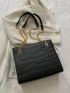 Crocodile Embossed Chain Square Bag