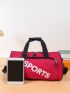 Letter Graphic Gym Bag Rose Red Sporty