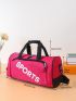 Letter Graphic Gym Bag Rose Red Sporty