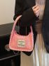 Letter Patch Corduroy Hobo Bag