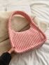 Letter Patch Corduroy Hobo Bag