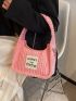 Letter Patch Corduroy Hobo Bag