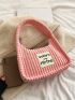 Letter Patch Corduroy Hobo Bag
