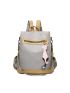 Colorblock Functional Backpack With Bag Charm