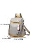 Colorblock Functional Backpack With Bag Charm