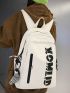 Letter Graphic Functional Backpack With Bag Charm