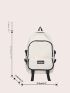 Letter Patch Functional Backpack With Bag Charm