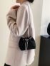 Mini Rhinestone Decor Drawstring Design Chain Glitter Bucket Bag