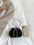 Rhinestone & Faux Pearl Decor Chain Bucket Bag