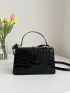 Crocodile Embossed Flap Square Bag