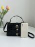 Crocodile Embossed Flap Square Bag
