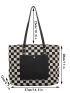 Checkered Pattern Shoulder Tote Bag
