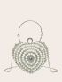 Mini Faux Pearl & Rhinestone Decor Heart Design Novelty Bag