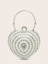 Mini Faux Pearl & Rhinestone Decor Heart Design Novelty Bag