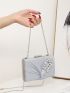 Mini Glitter Rhinestone Decor Chain Box Bag