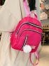 Small Classic Backpack Neon Pink Pom Pom Decor