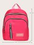 Small Classic Backpack Neon Pink Pom Pom Decor