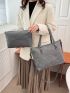 2pcs Stitch Pattern Shoulder Tote Bag Set, Best Work Bag For Women