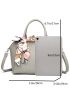 3pcs Crocodile Embossed Twilly Scarf Decor Square Bag Set