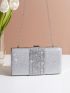 Glitter Rhinestone Decor Chain Box Bag